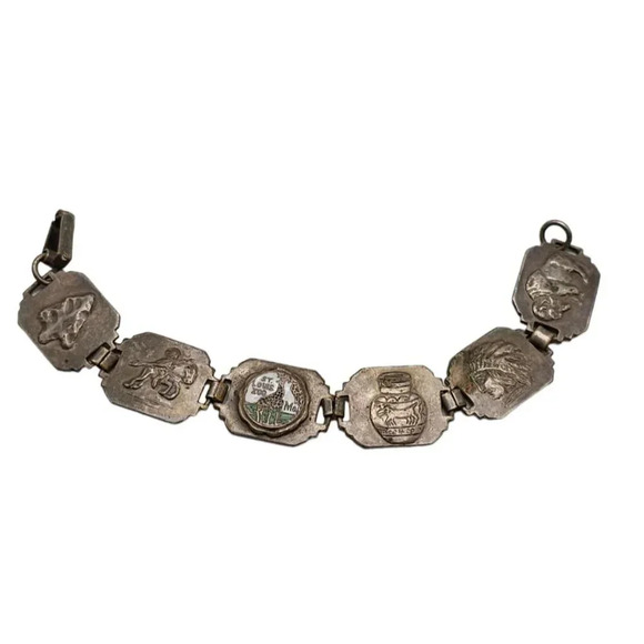 Saint Louis Zoo Souvenir Panel Arrow Head Bracelet Native American Enamel VTG - Picture 1 of 6